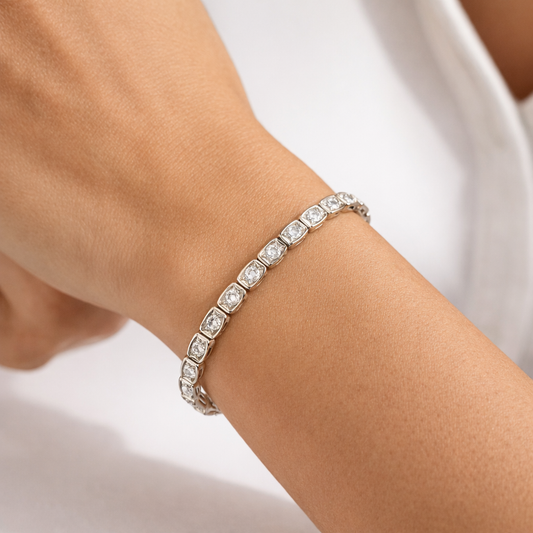 925 Sterling Silver Zircon Bracelet | Elegant Tennis Bracelet for Women