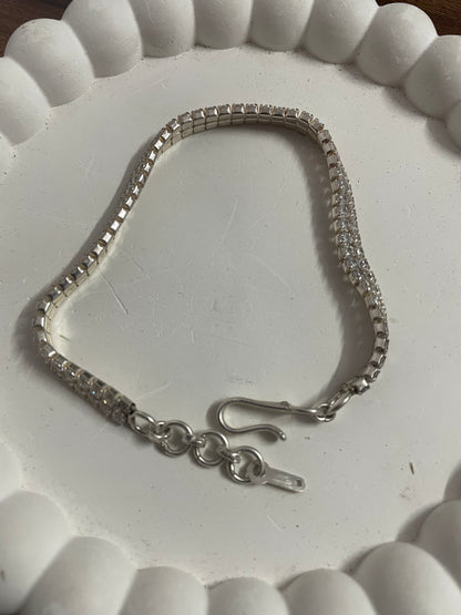 Double Row Tennis Bracelet with Adjustable Clasp : 925 sterling Silver