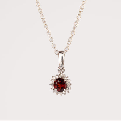 Oval Halo Gemstone Pendant - 925 Sterling Silver Birthstone Pendant Necklace