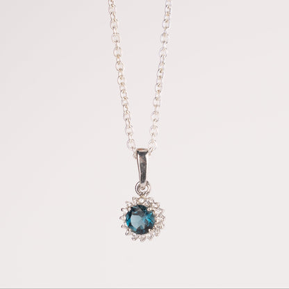 Oval Halo Gemstone Pendant - 925 Sterling Silver Birthstone Pendant Necklace