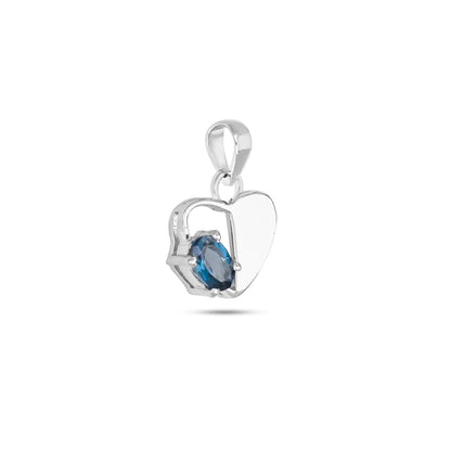 The Half Heart Gemstone Pendant – 925 Sterling Silver Necklace | Pink & Blue