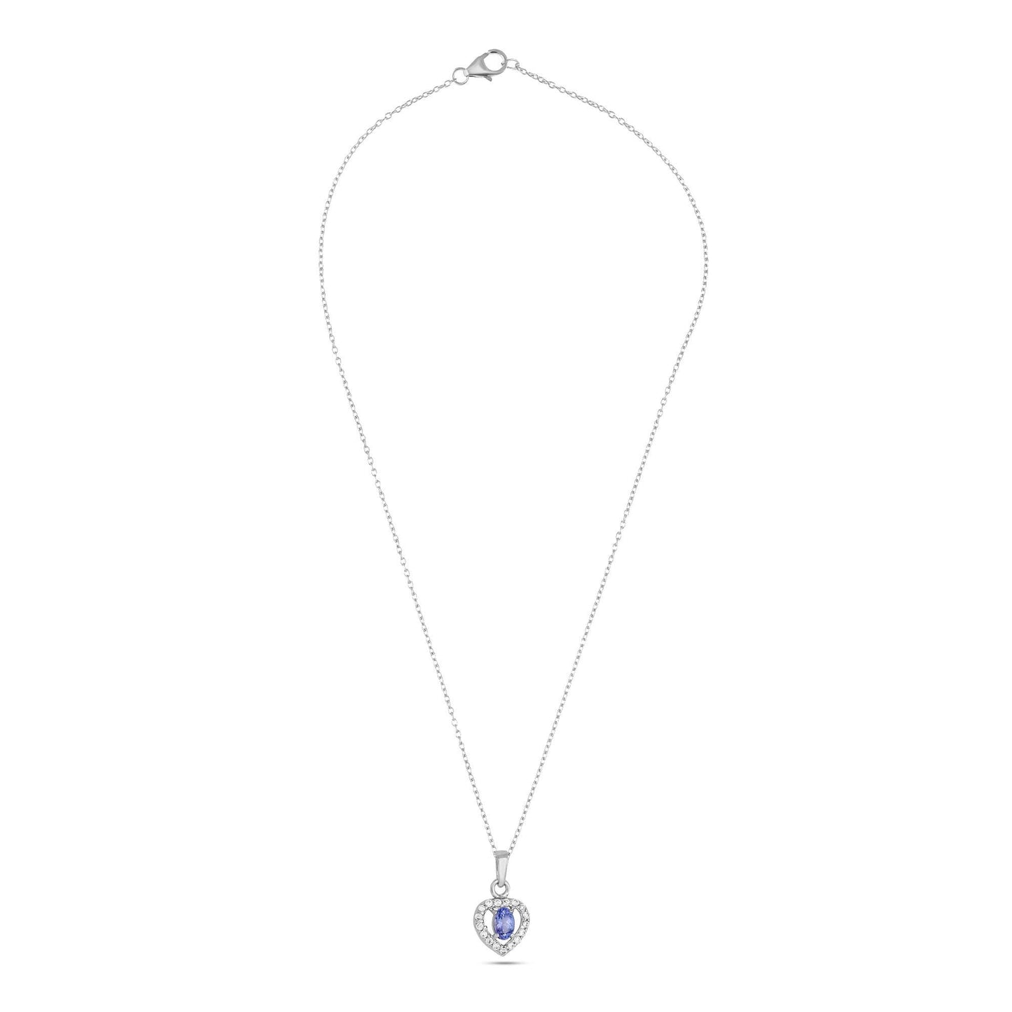Tanzanite Heart Pendant Necklace: Sterling Silver December Birthstone