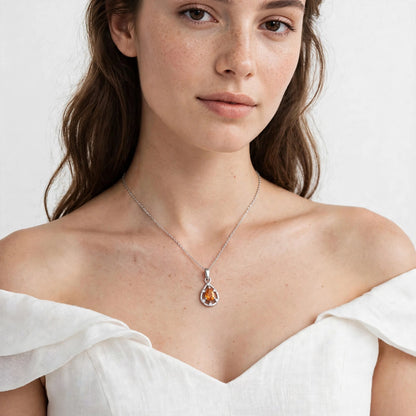 Teardrop Gemstone Necklace – 925 Sterling Silver Pendant