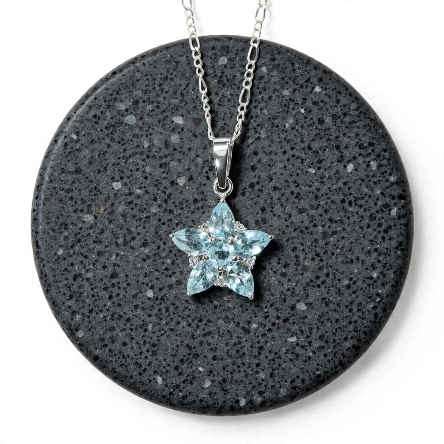 Sky Blue Topaz Star Pendant: 925 Sterling Silver