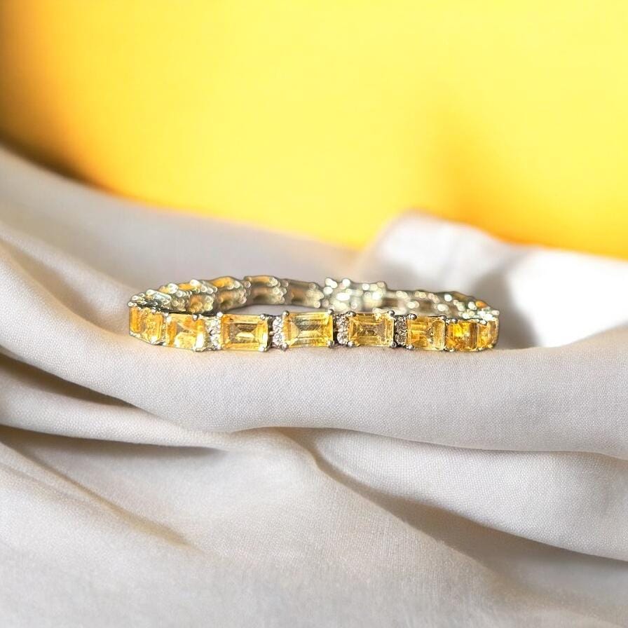 Natural Citrine Tennis Bracelet: 925 Sterling Silver