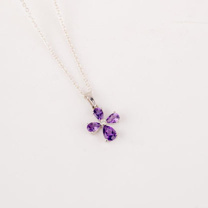 The Flora Pendant – 925 Sterling Silver Natural Gemstone Flower Necklace