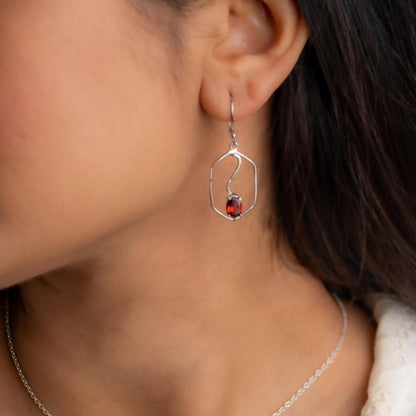 Natural Garnet Sterling Silver Earrings: January Birthstone Jewelry