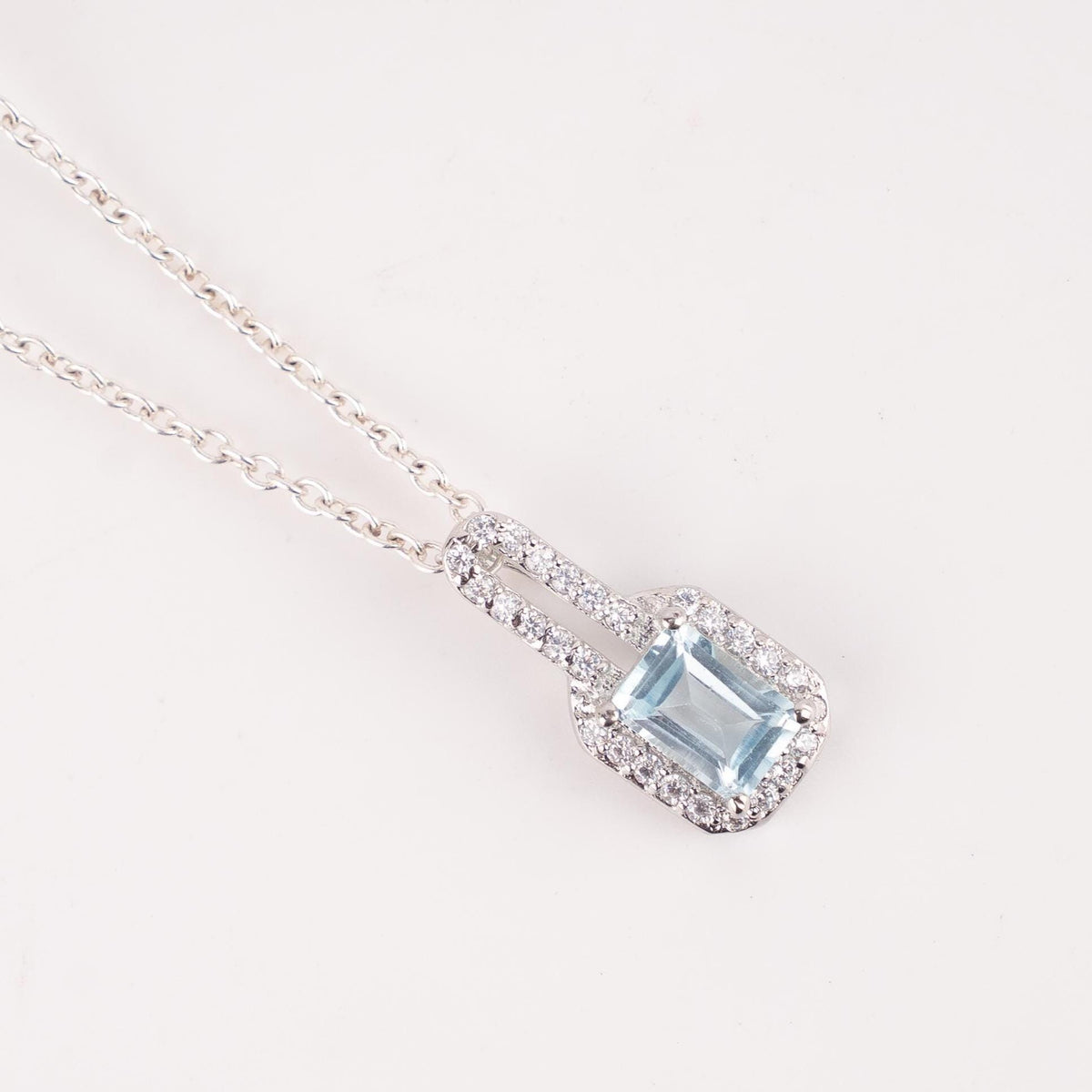 Dainty Emerald Cut Gemstone Necklace in 925 Sterling Silver