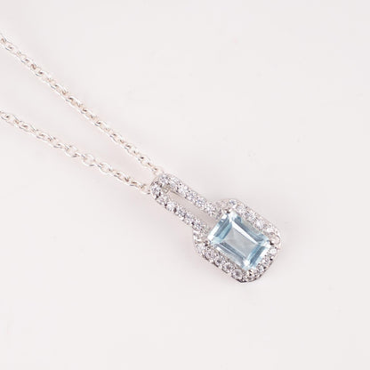 Dainty Emerald Cut Gemstone Necklace in 925 Sterling Silver