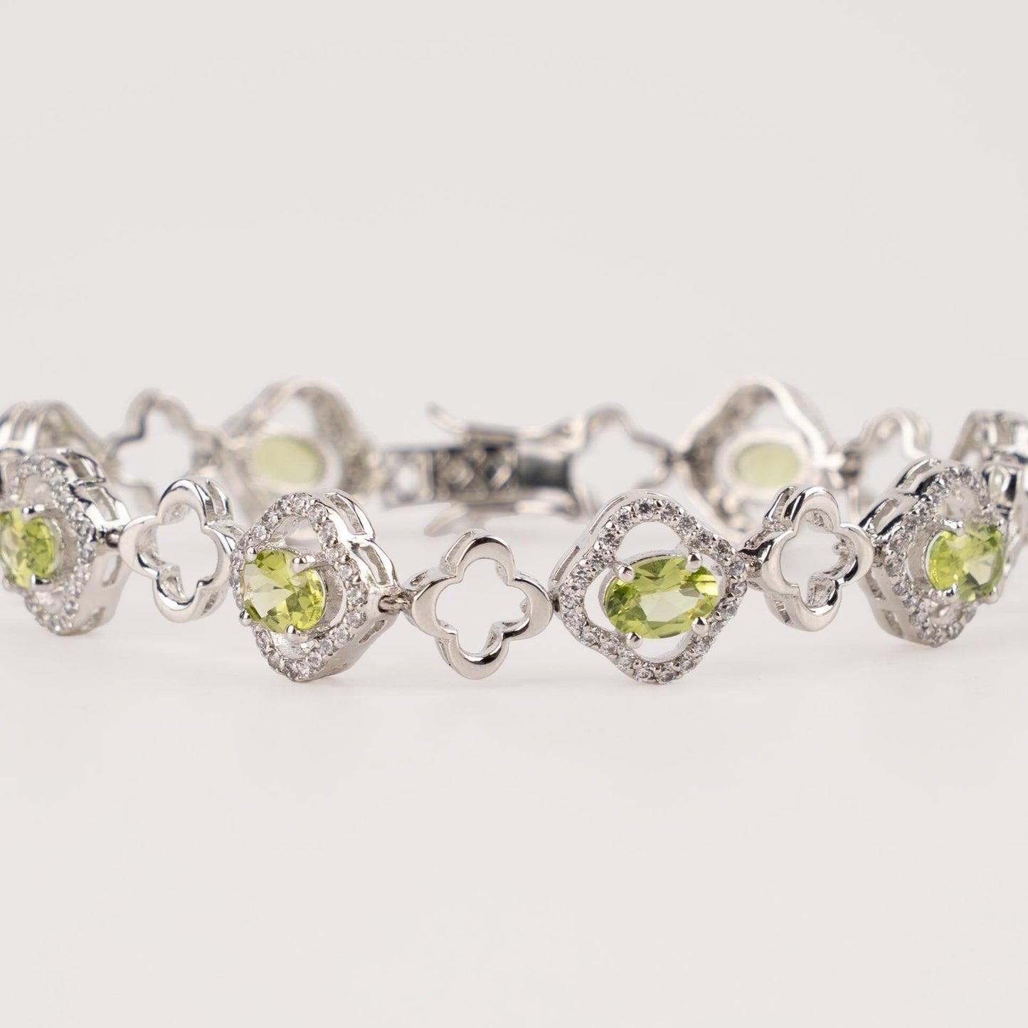 Natural Peridot Bracelet: 925 Sterling Silver