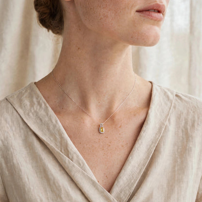 Dainty Emerald Cut Gemstone Necklace in 925 Sterling Silver