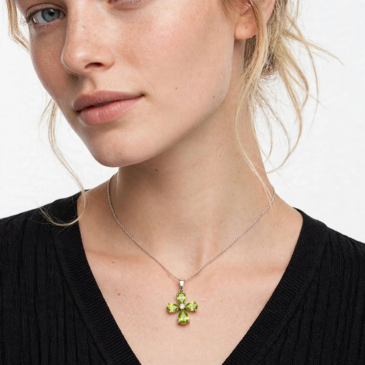 The Flora Pendant – 925 Sterling Silver Natural Gemstone Flower Necklace