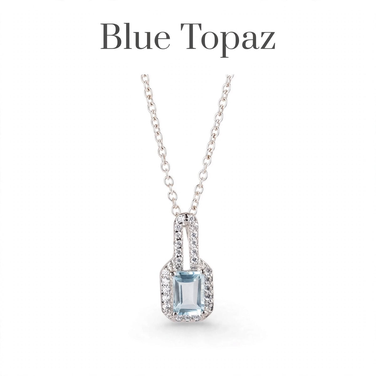 Dainty Emerald Cut Gemstone Necklace in 925 Sterling Silver