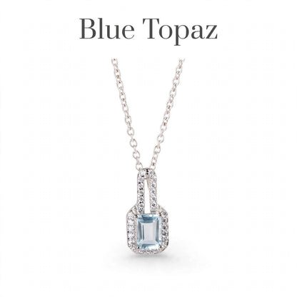 Dainty Emerald Cut Gemstone Necklace in 925 Sterling Silver