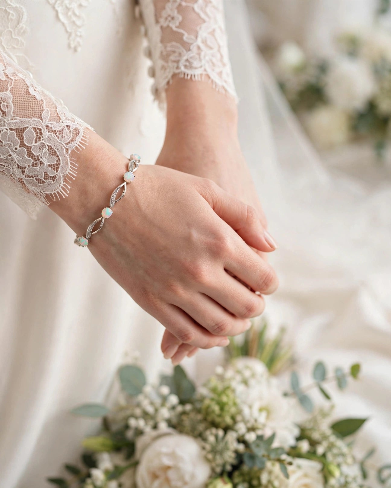 Ethiopian Opal Twist Chain Bracelet: 925 Sterling Silver