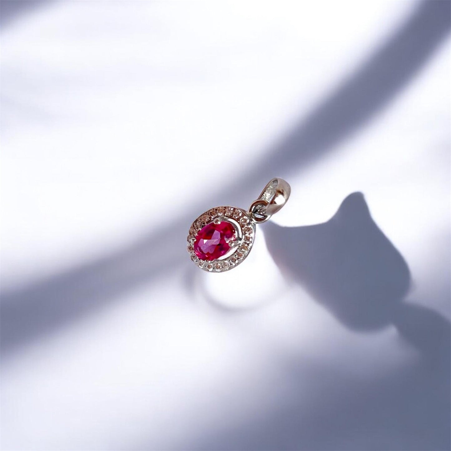 Pink Topaz Oval Pendant Necklace: 925 Sterling Silver