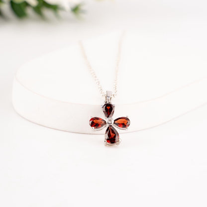 The Flora Pendant – 925 Sterling Silver Natural Gemstone Flower Necklace