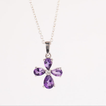 The Flora Pendant – 925 Sterling Silver Natural Gemstone Flower Necklace