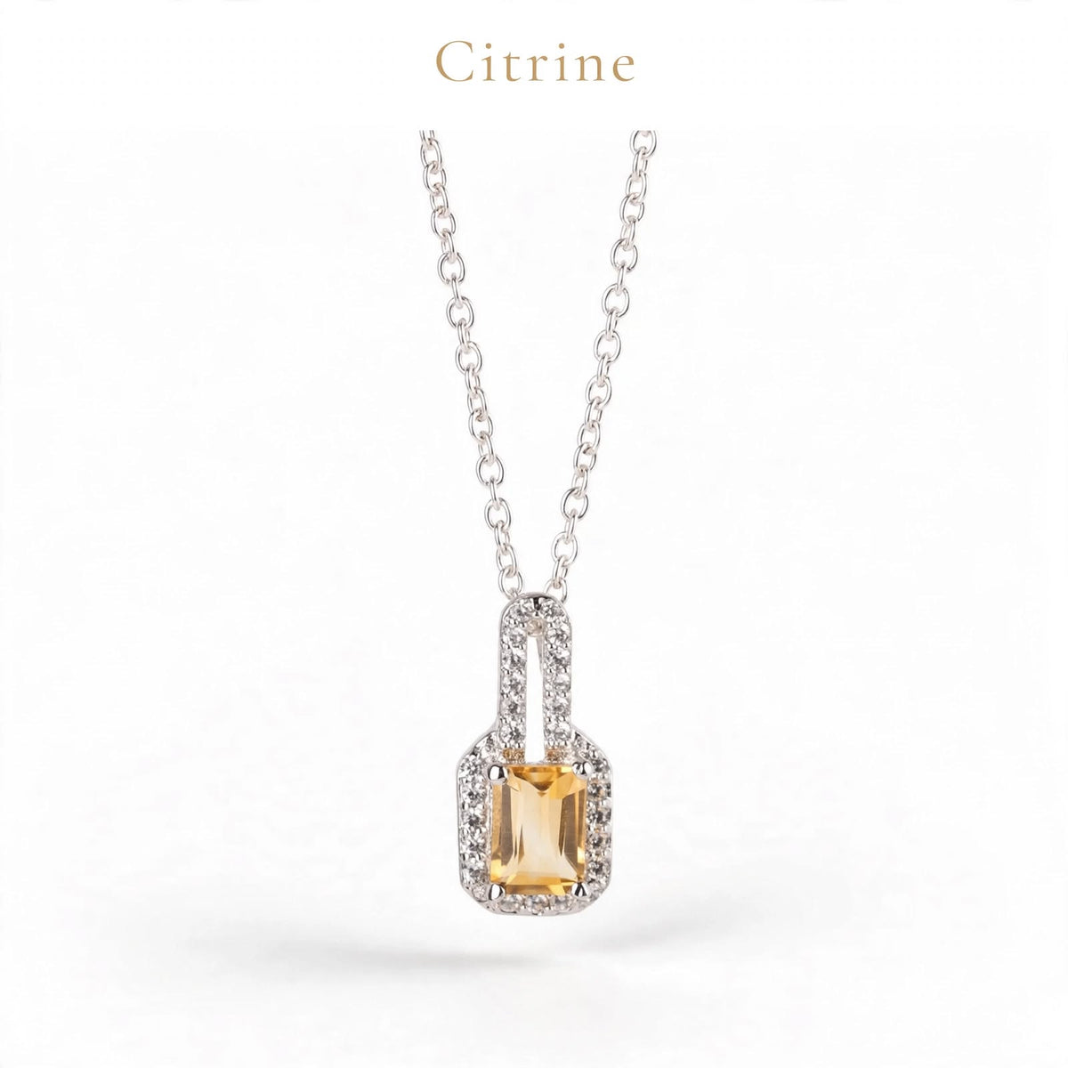 Dainty Emerald Cut Gemstone Necklace in 925 Sterling Silver