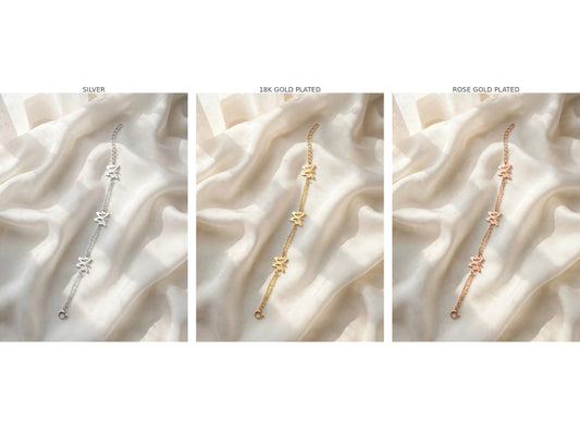 Butterfly Chain Bracelet in 925 Sterling Silver Adjustable Bracelet - silver / gold / rose gold