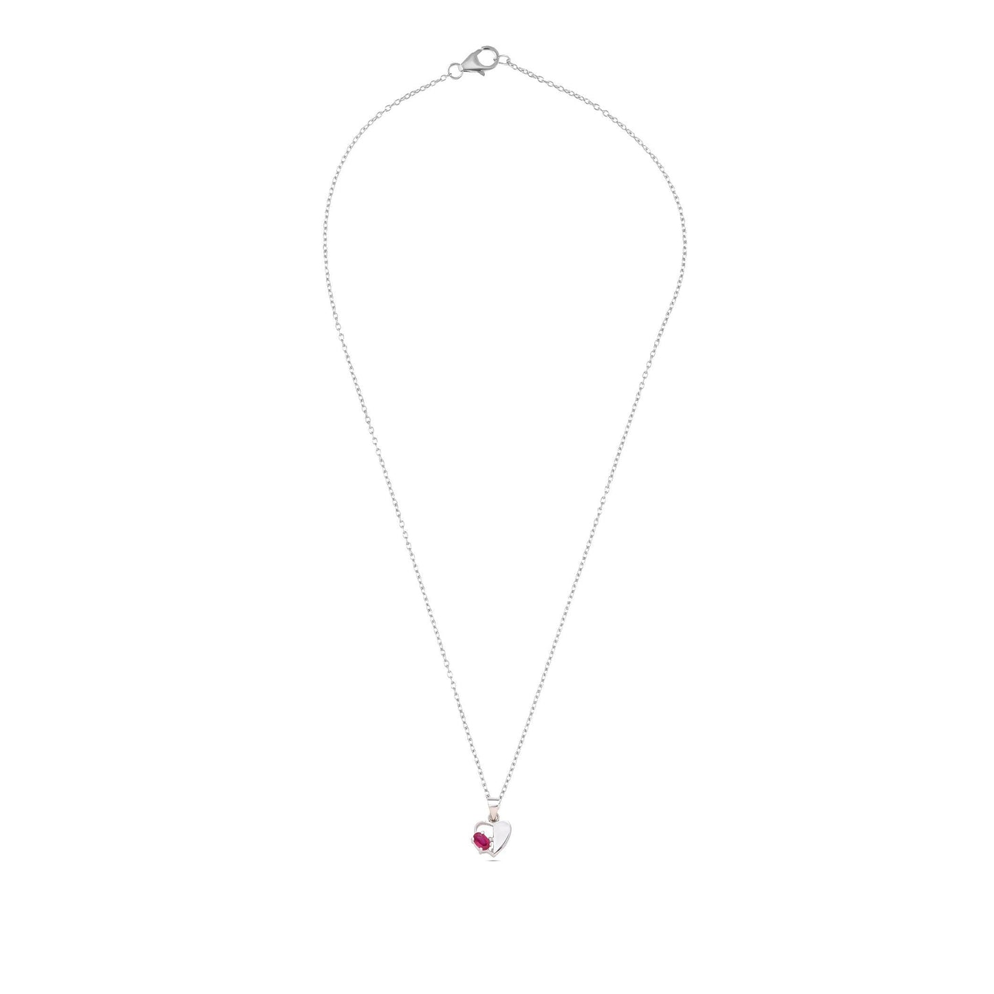 Ruby Heart Pendant Necklace : 925 Sterling Silver