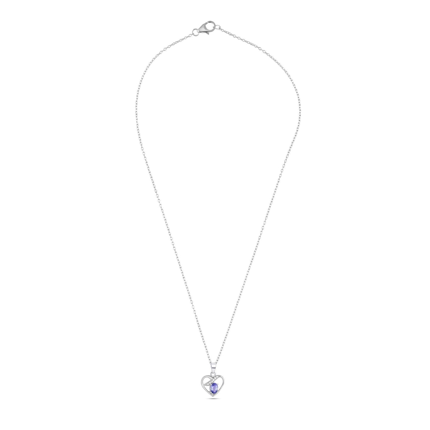 Tanzanite Heart Pendant Necklace: Sterling Silver December Birthstone