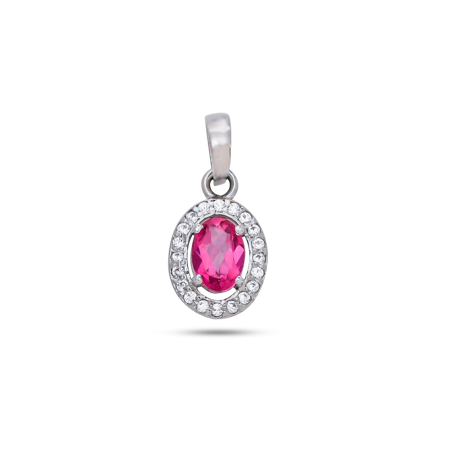 Pink Topaz Oval Pendant Necklace: 925 Sterling Silver