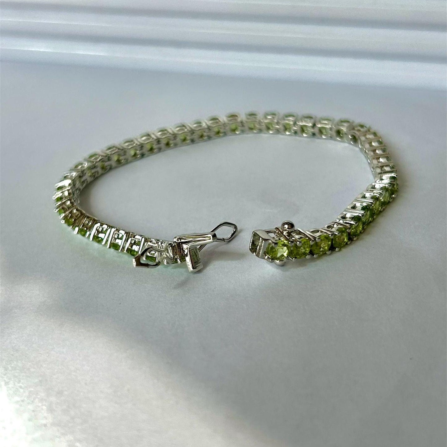 Peridot Tennis Bracelet: 925 Sterling Silver