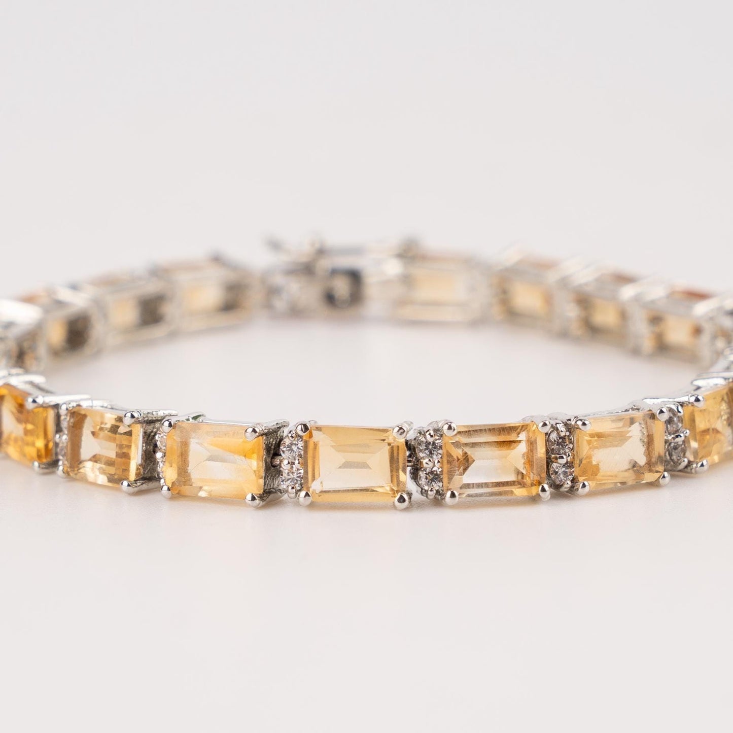 Natural Citrine Tennis Bracelet: 925 Sterling Silver