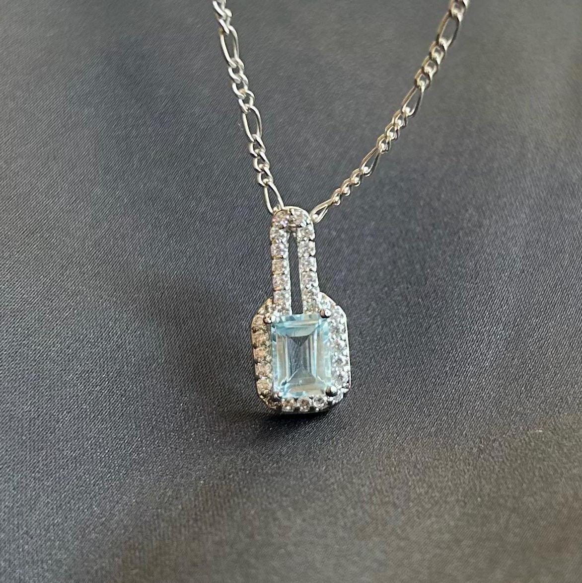 Dainty Emerald Cut Gemstone Necklace in 925 Sterling Silver