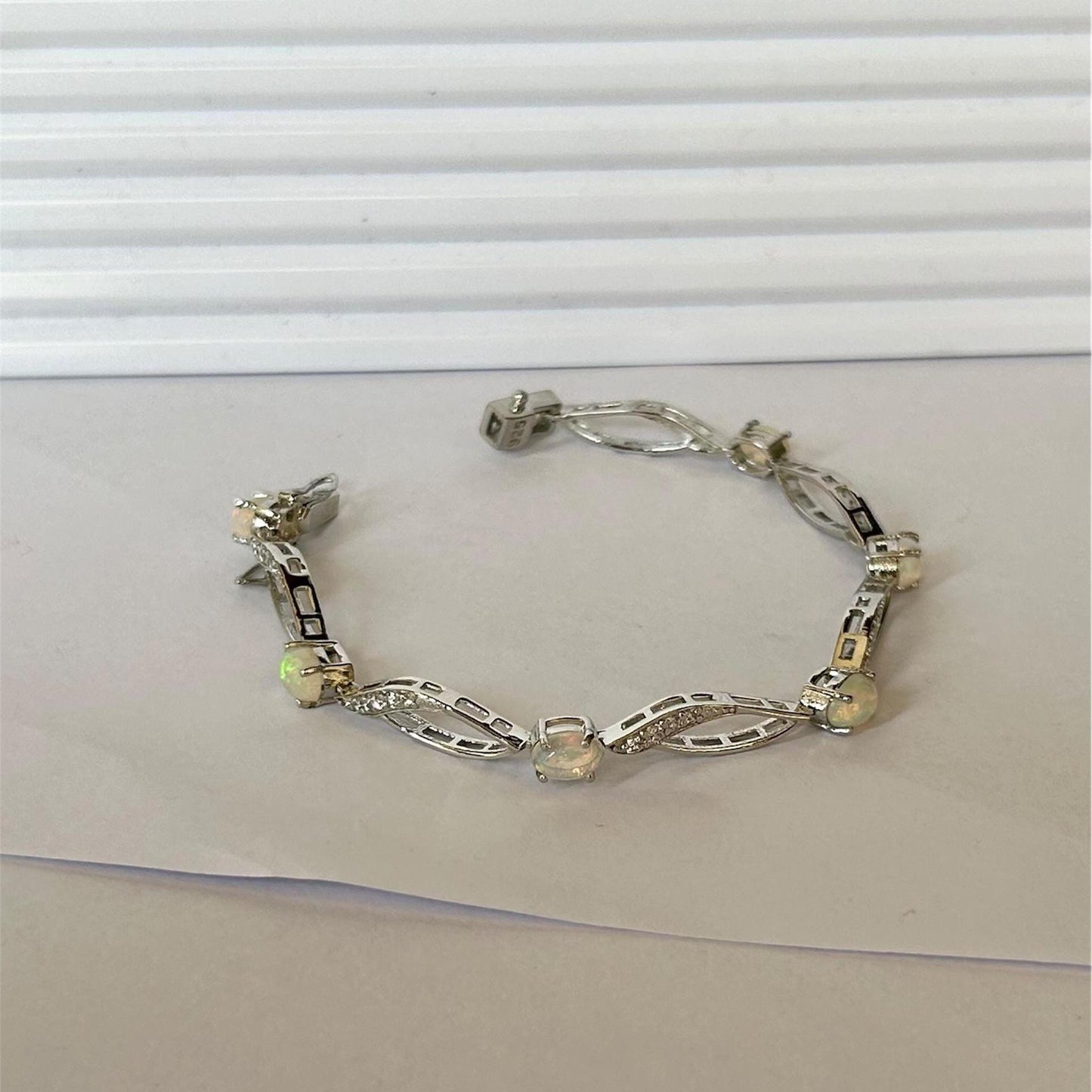 Ethiopian Opal Twist Chain Bracelet: 925 Sterling Silver