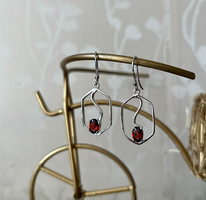 Natural Garnet Sterling Silver Earrings: January Birthstone Jewelry