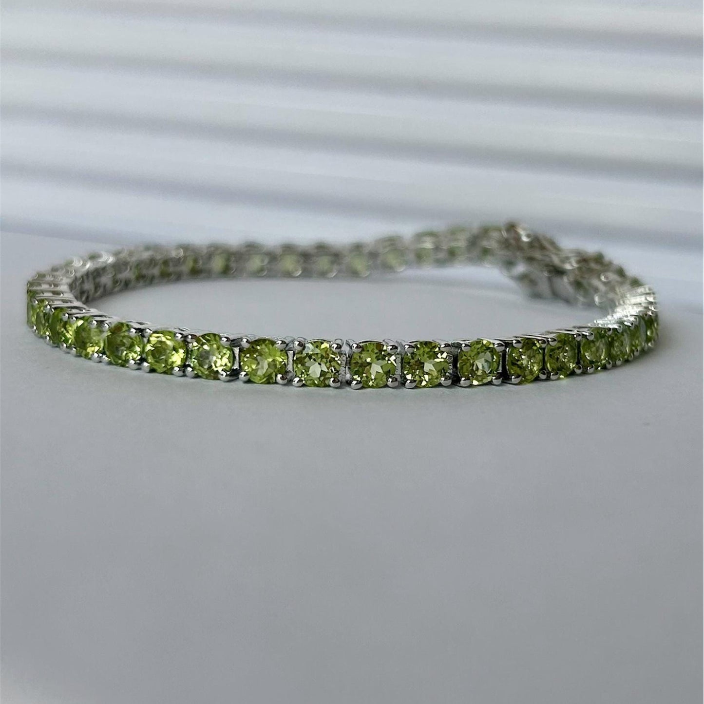 Peridot Tennis Bracelet: 925 Sterling Silver