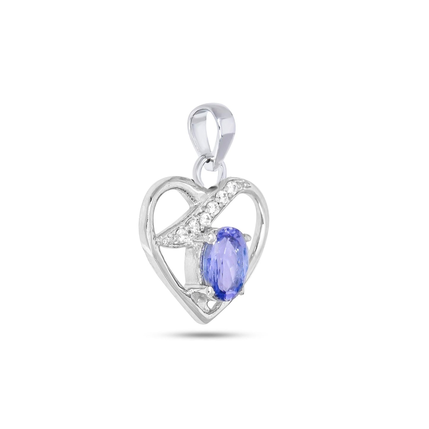Tanzanite Heart Pendant Necklace: Sterling Silver December Birthstone