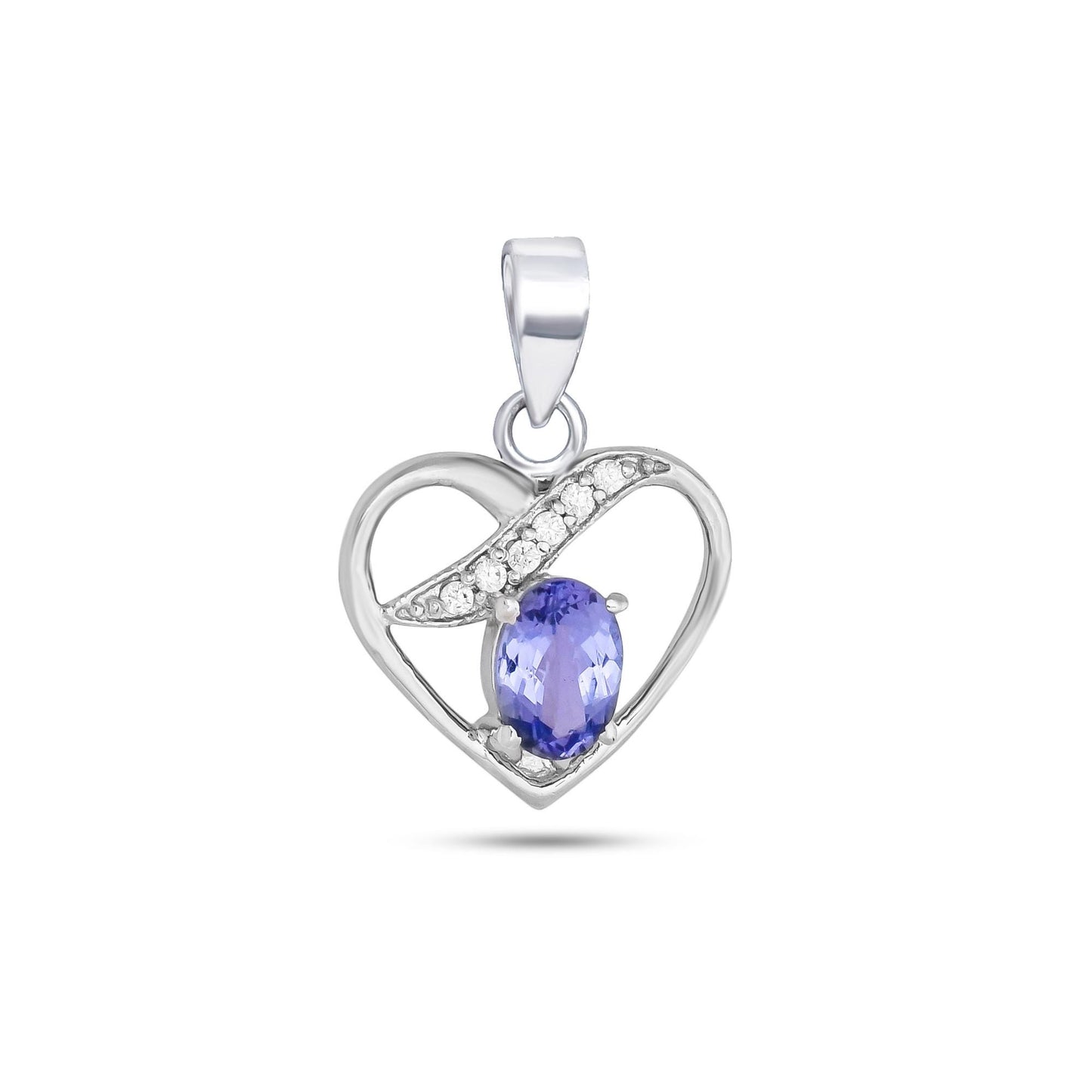 Tanzanite Heart Pendant Necklace: Sterling Silver December Birthstone