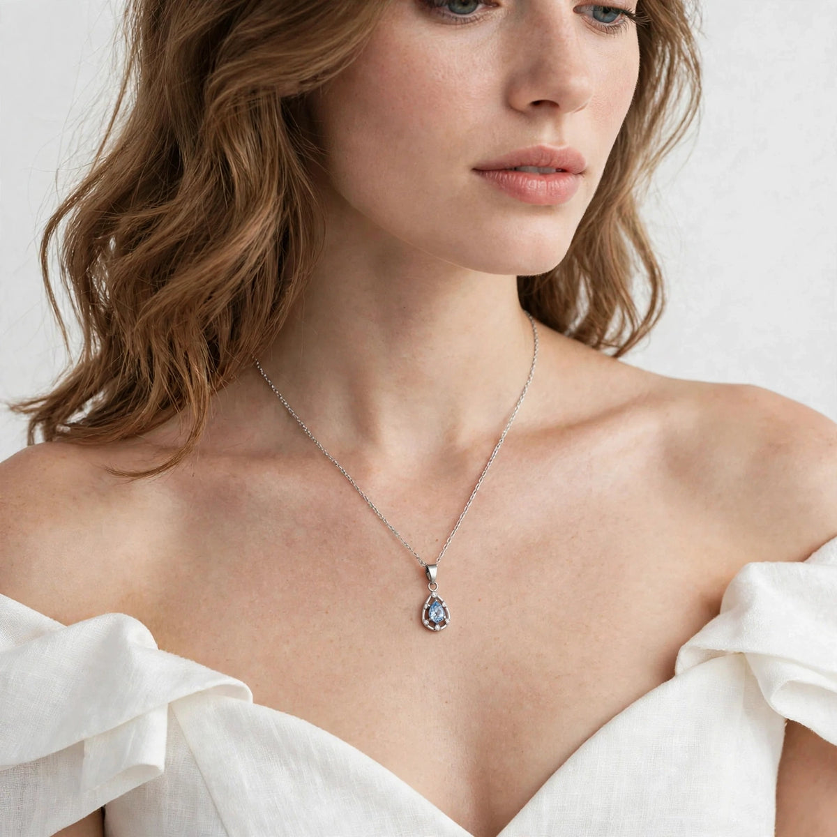 Teardrop Gemstone Necklace – 925 Sterling Silver Pendant