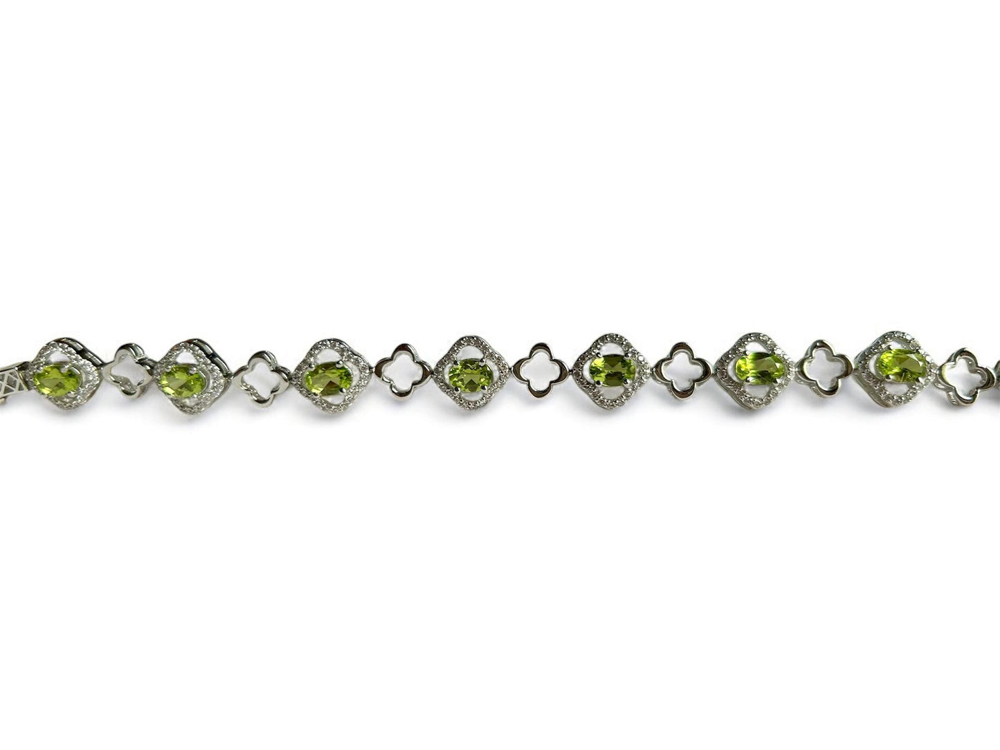 Natural Peridot Bracelet: 925 Sterling Silver