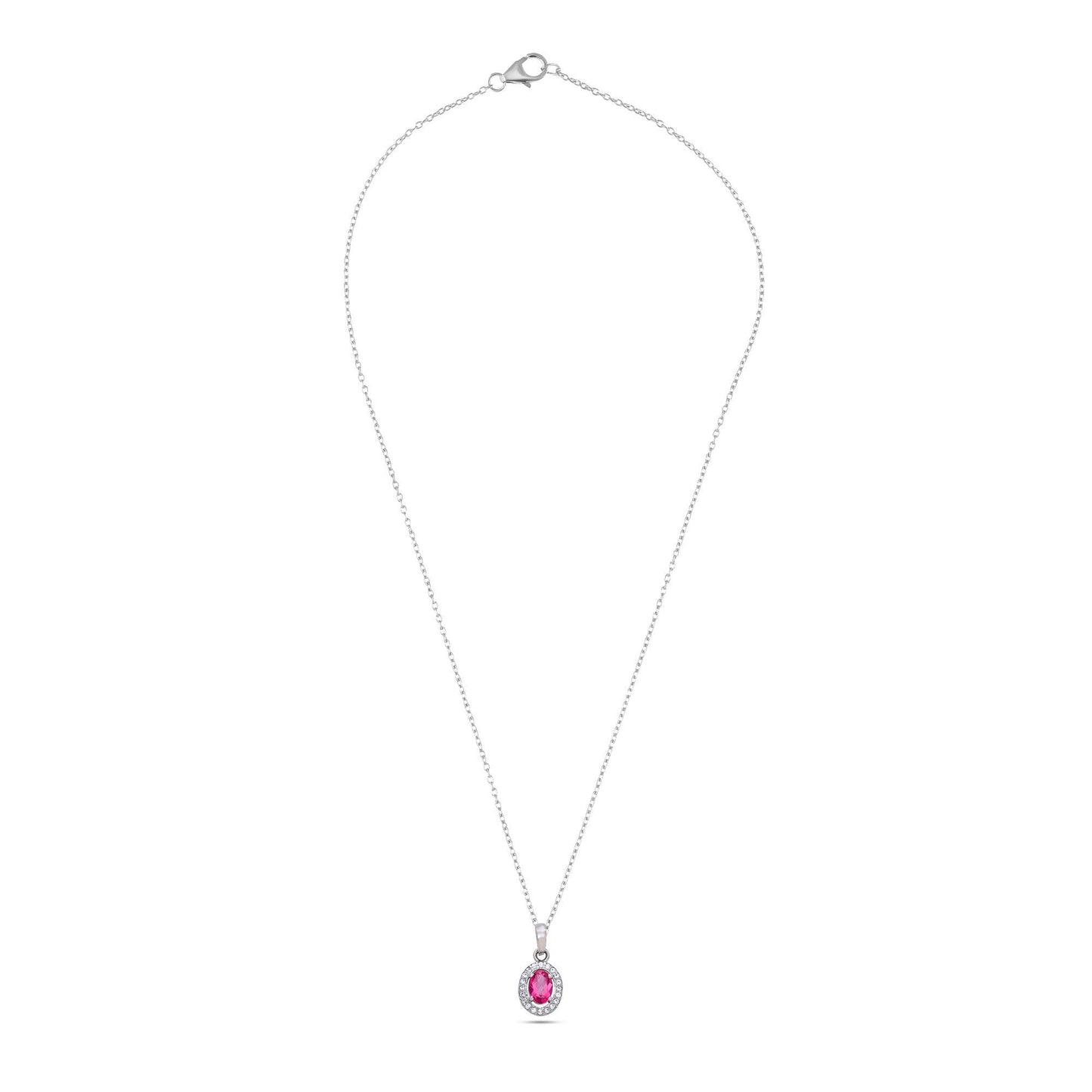 Pink Topaz Oval Pendant Necklace: 925 Sterling Silver