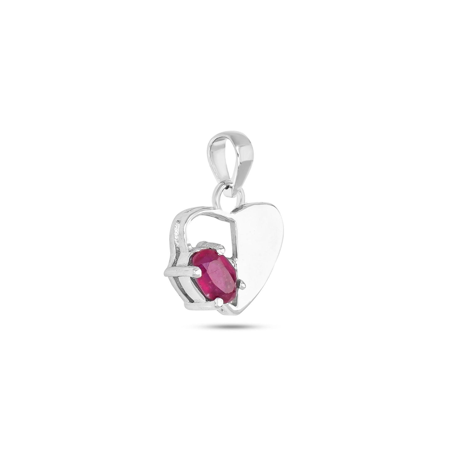 Ruby Heart Pendant Necklace : 925 Sterling Silver
