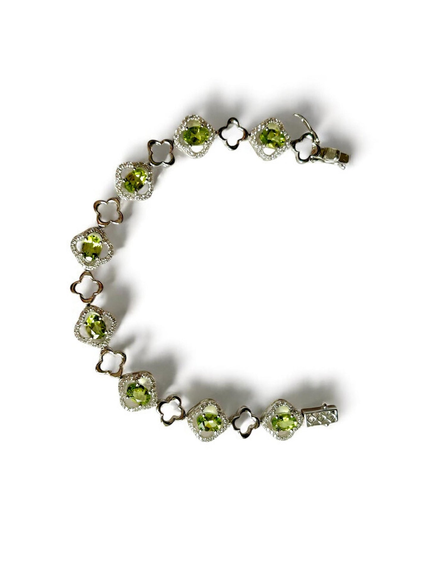 Natural Peridot Bracelet: 925 Sterling Silver