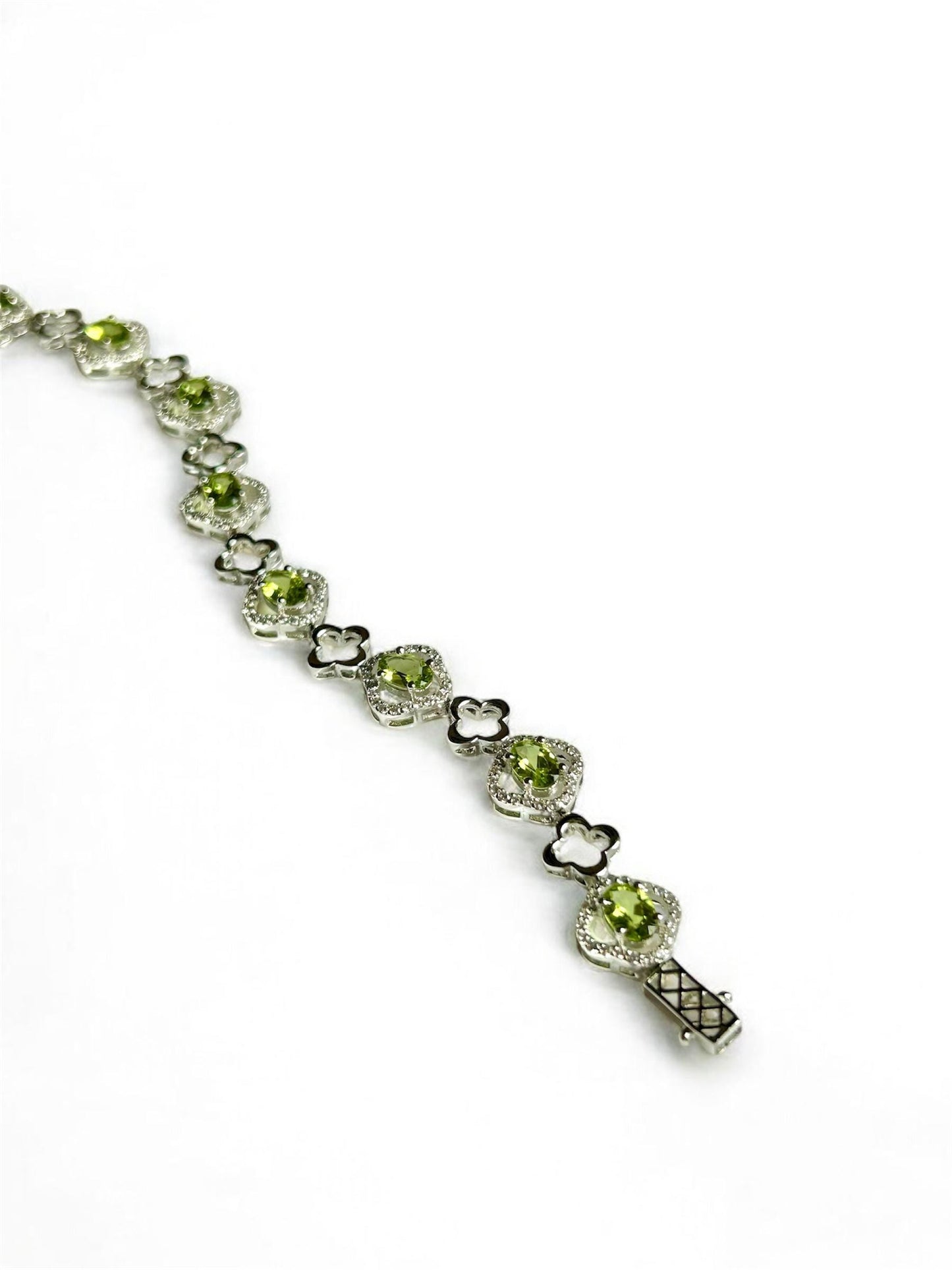 Natural Peridot Bracelet: 925 Sterling Silver