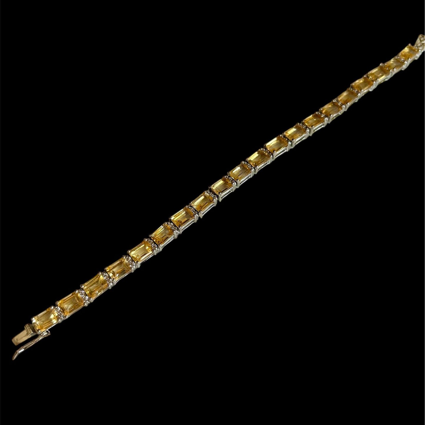Natural Citrine Tennis Bracelet: 925 Sterling Silver
