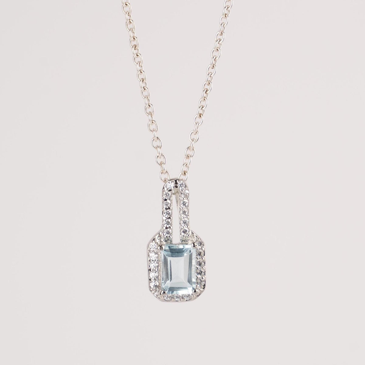 Dainty Emerald Cut Gemstone Necklace in 925 Sterling Silver