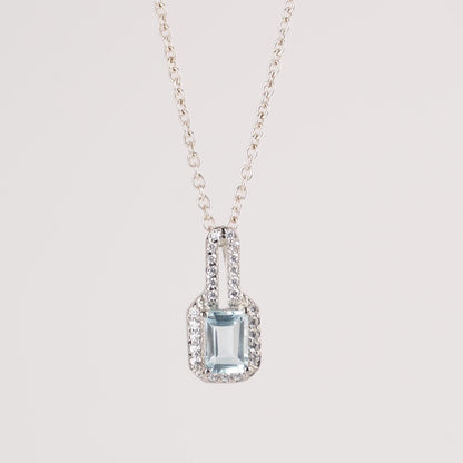 Dainty Emerald Cut Gemstone Necklace in 925 Sterling Silver