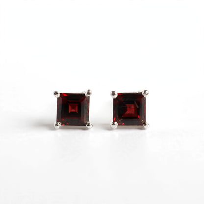Princess Cut Gemstone Studs in 925 Sterling Silver
