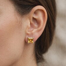 Princess Cut Gemstone Studs in 925 Sterling Silver