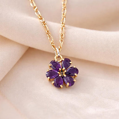 ZAHRA Flower Gemstone Necklace | 18K Vermeil 925 Sterling Silver