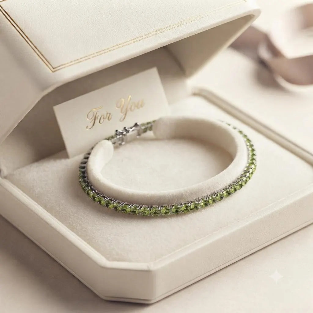Peridot Tennis Bracelet: 925 Sterling Silver