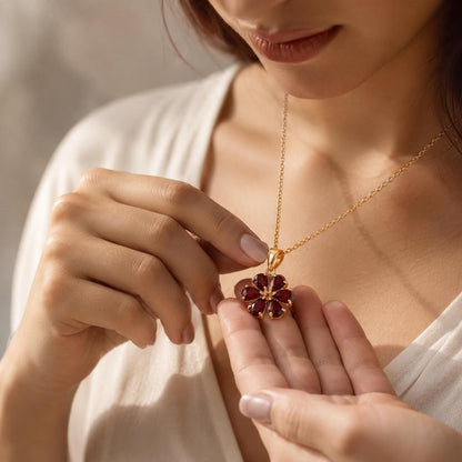 ZAHRA Flower Gemstone Necklace | 18K Vermeil 925 Sterling Silver