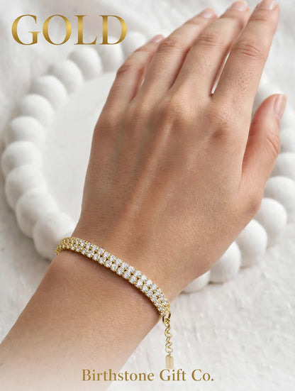 Double Row Tennis Bracelet with Adjustable Clasp : 925 sterling Silver